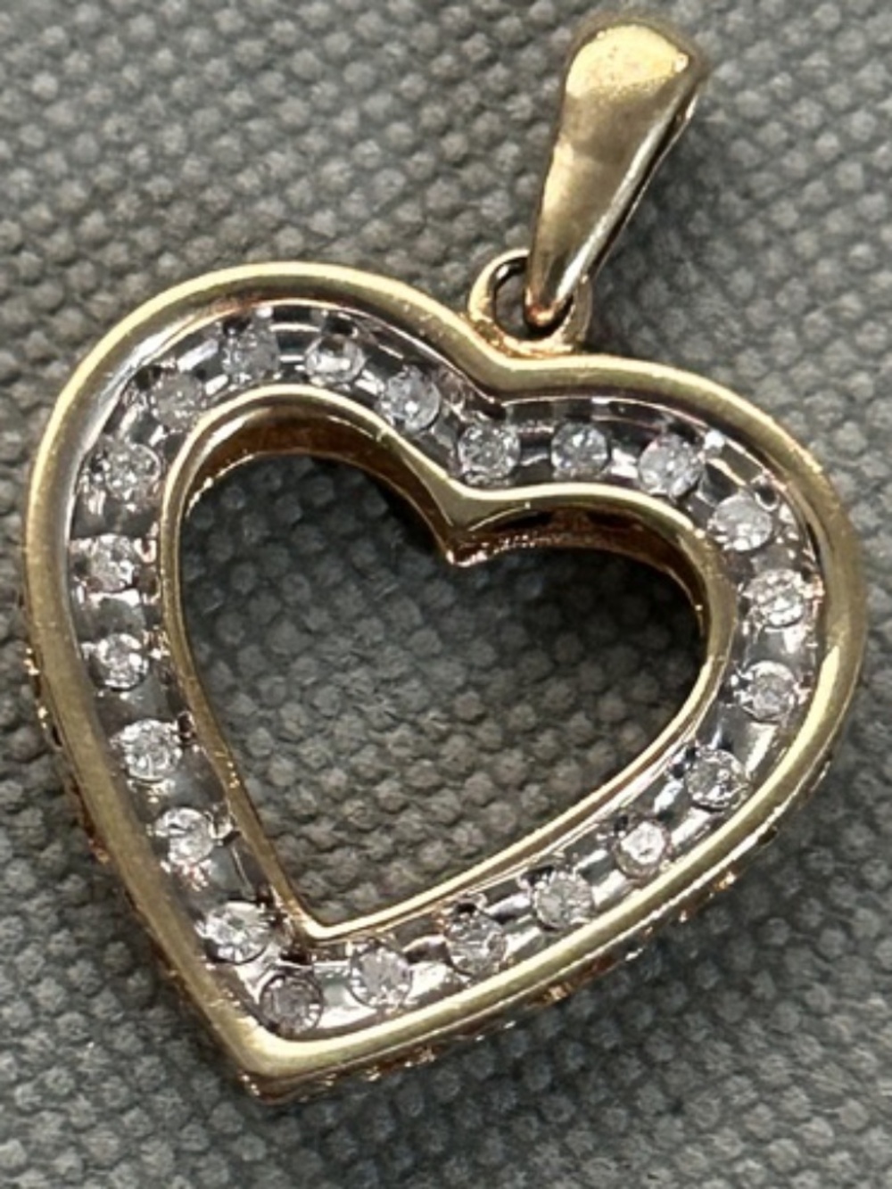 Natural diamond "I love you" heart-shaped pendant in 14K gold